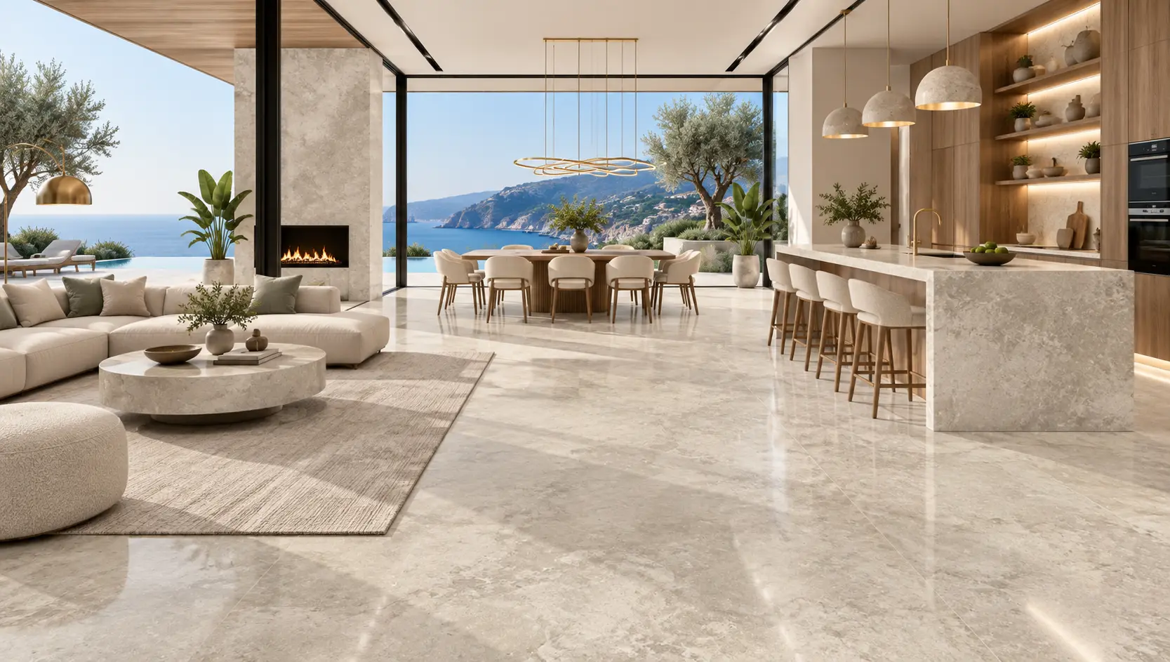Ambiente con la placa Botticino Classico