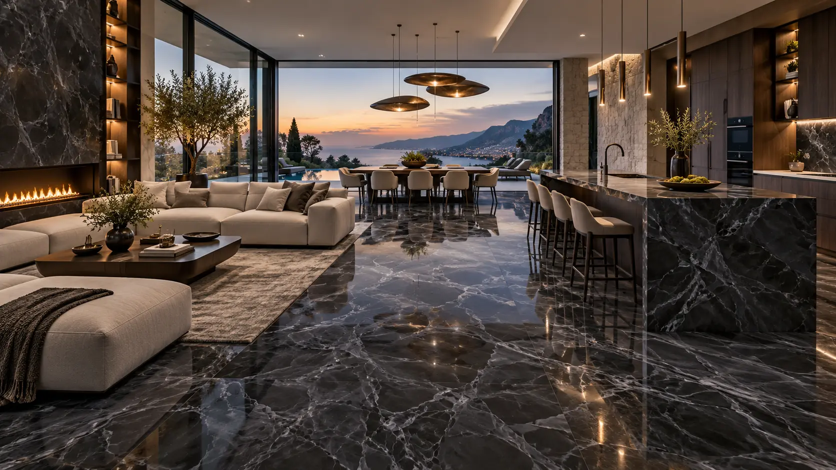 Ambiente con la placa Nero Marquina