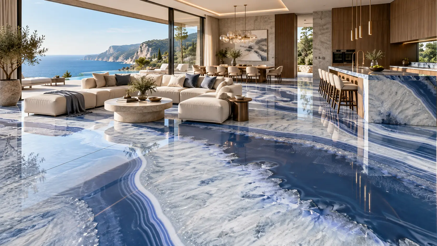 Ambiente con la placa Blu Oceano