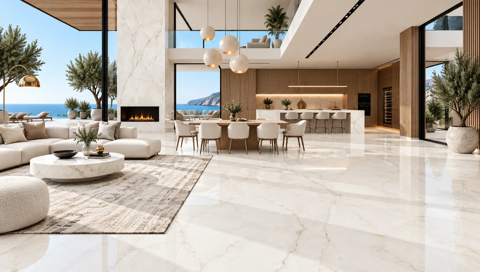 Ambiente con la placa Calacatta Borghini