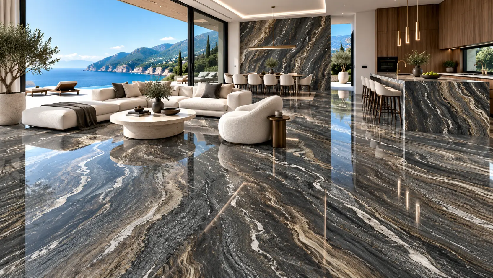 Ambiente con la placa Grigio Chiaro di Luna