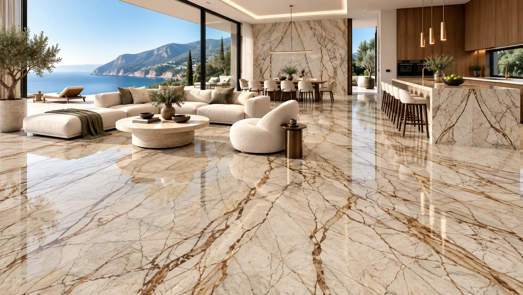 Ambiente con la placa Travertino Silver