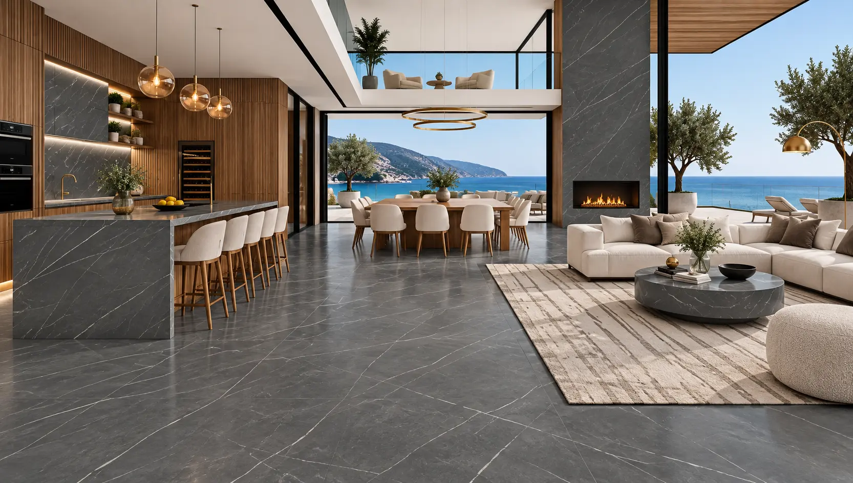 Ambiente con la placa Grigio Argento