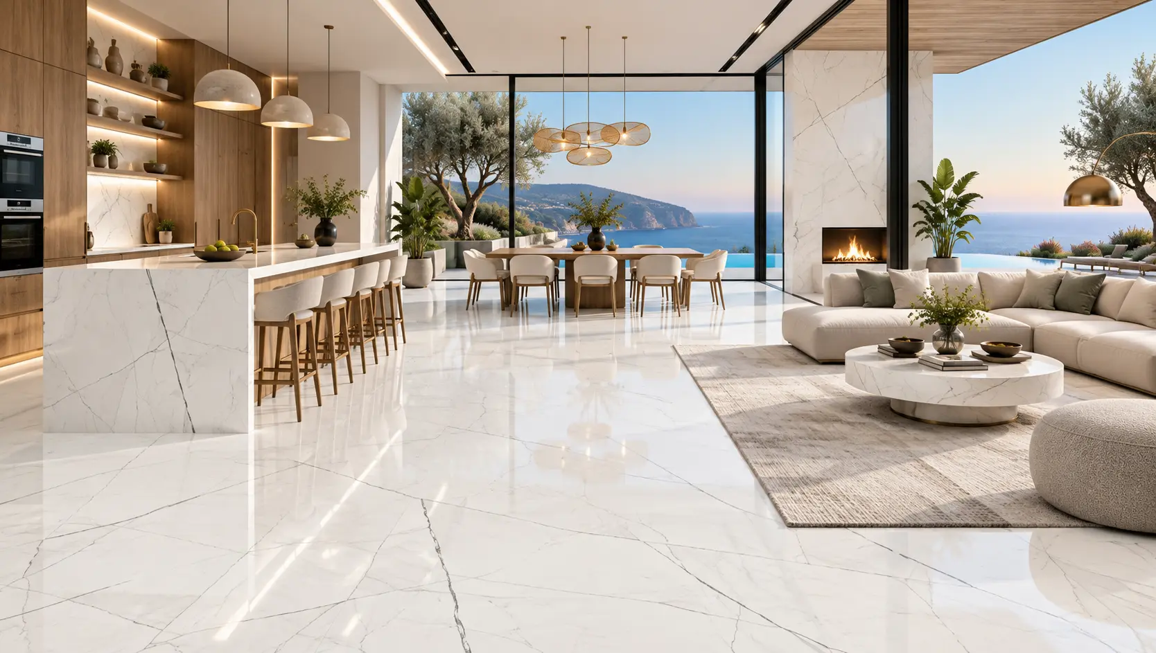 Ambiente con la placa Marmo Lunare