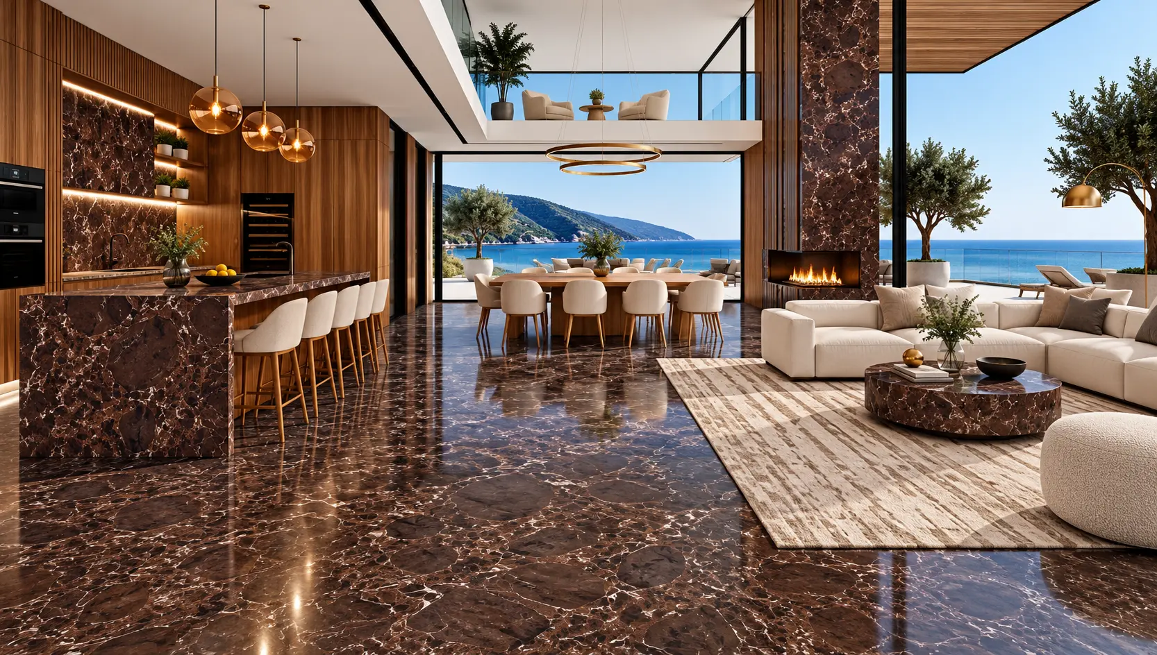 Ambiente con la placa Onice Miele